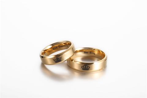 Her King His Queen Couples Finger Ring Matching Couple Rings (GOLD) :  Amazon.in: Jewellery